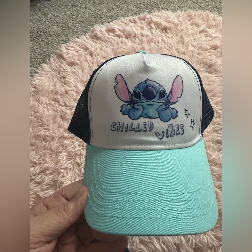 DISNEY: STITCH Chilled Vibes Blue and Black Trucker Hat NWOT